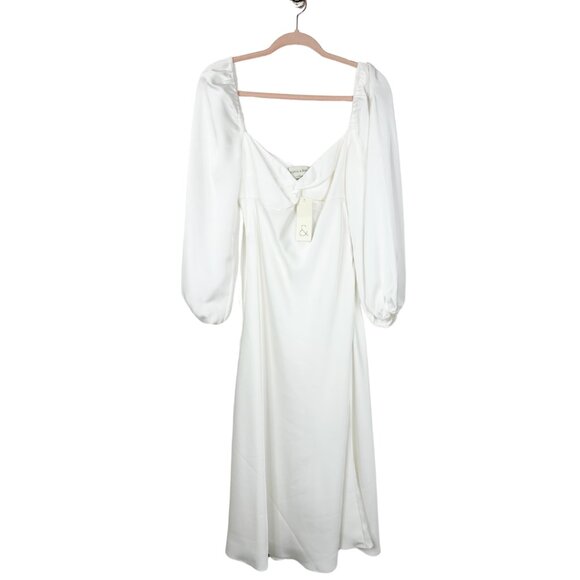 NWT SACHIN + BABI Melody Dress in Off-White Midi Casual Cutout Puff Sleeve 4 - Picture 3 of 12